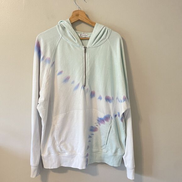 Peloton Women's Sunburst Blue Tie Dye Half Zip Pullover Hoodie Sweatshirt Sz 1X - Picture 1 of 8